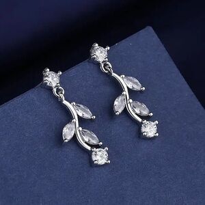 Sterling Silver Cubic Zirconia Floral Earrings